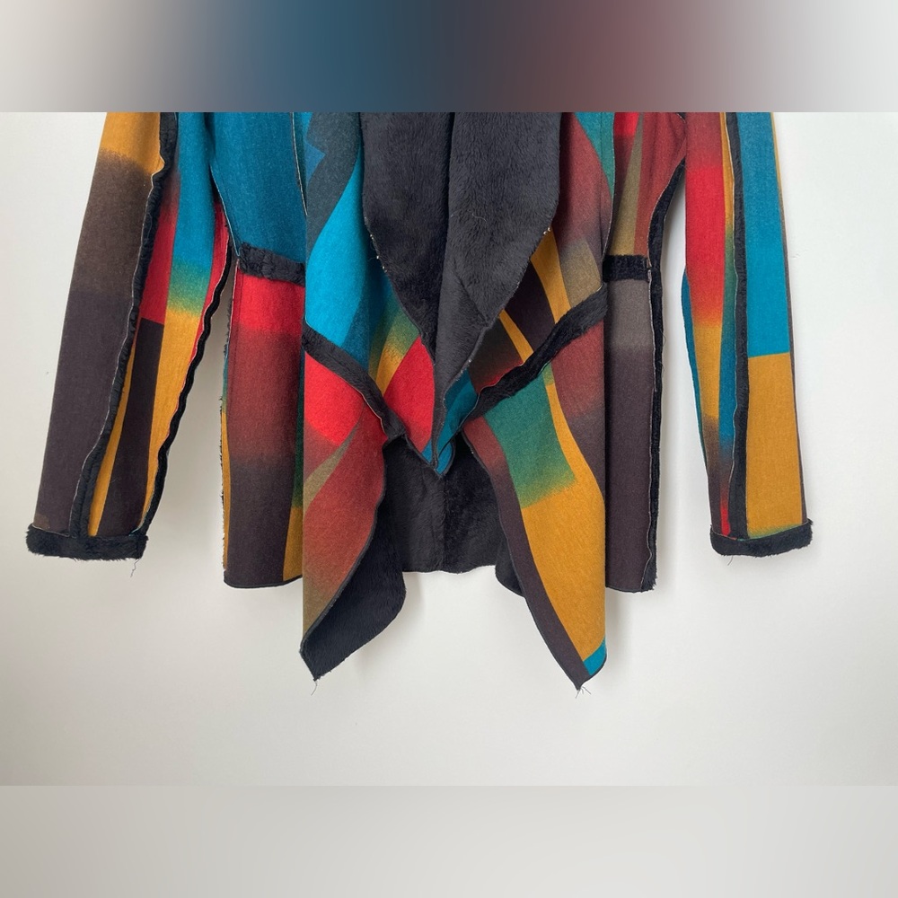 Adore Multi Color Patch Work Fleece Lined Jacket … - image 5